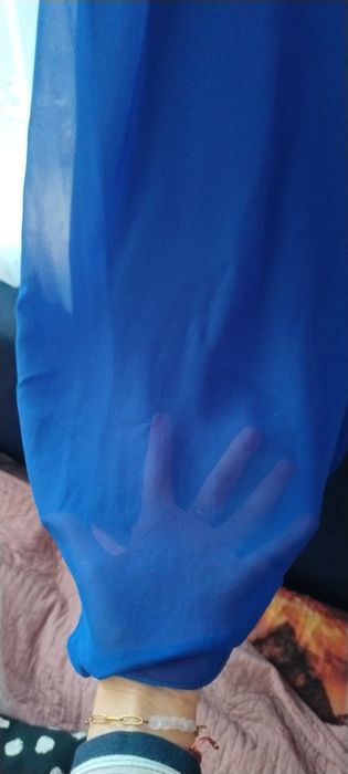 Nowa długa, wizytowa chabrowa suknia L/Xl 40/42