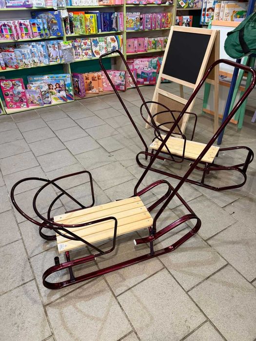 Санки Сані Санчата Королівські з ручками Бордові