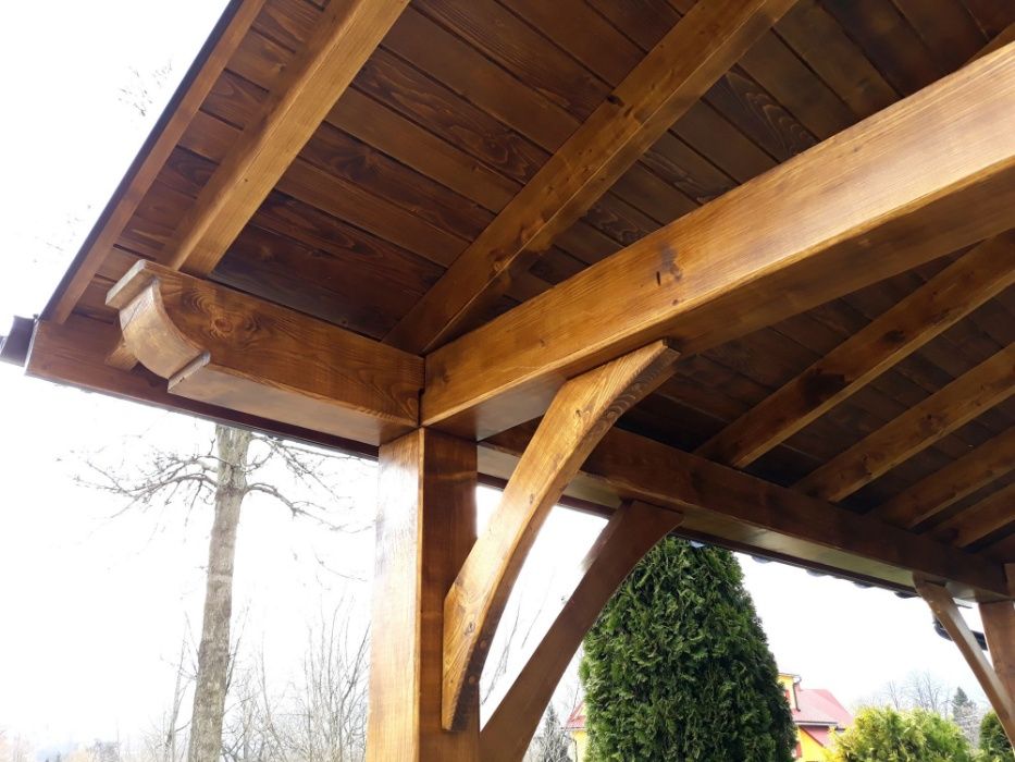 Wiata 4×7 m PREMIUM | Masywne słupy 20×20 | Drewno BSH | CNC | Montaż