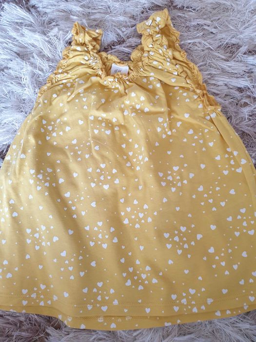 Bawełniana musztardowa koszulka/ tunika H&M w rozmiarze 92