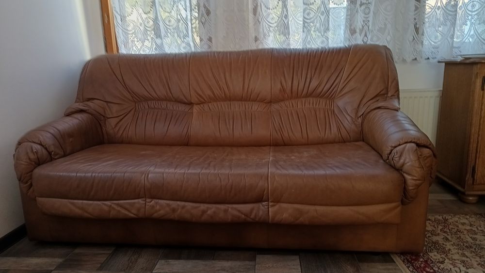 Skórzana kanapa i 2 fotele