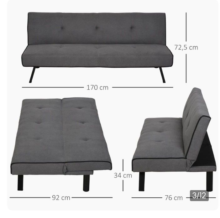 Sofá cama cinza,elegante e confortável