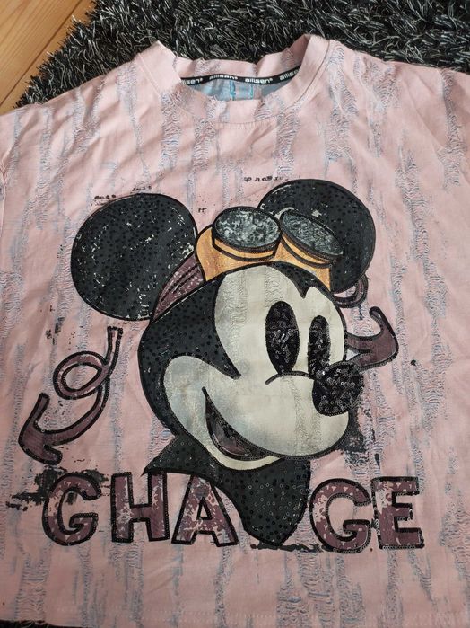 Nowy tshirt pudrowy myszka