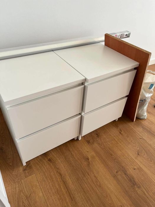 Dwie szafki nocne ikea malm białe