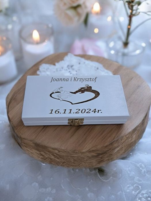 Koperta drewniana na pieniądze, ślub, urodziny