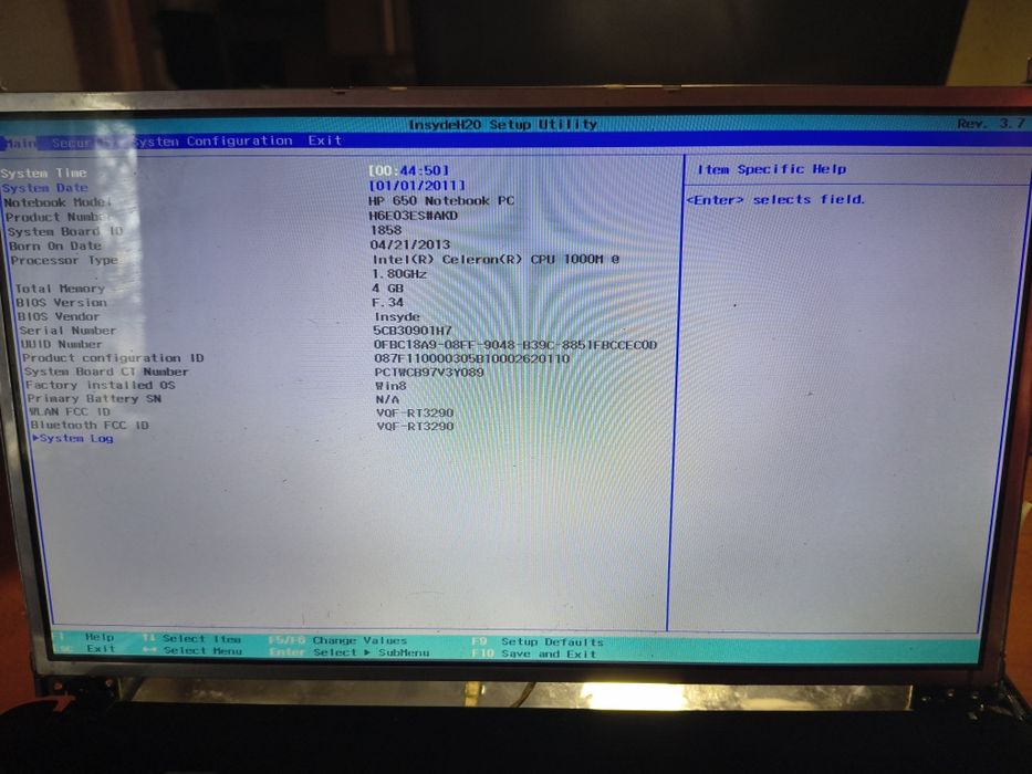 Płyta główna HP 650 PALWONN M3 010170100-J09-G + Intel Celeron 1000M OK