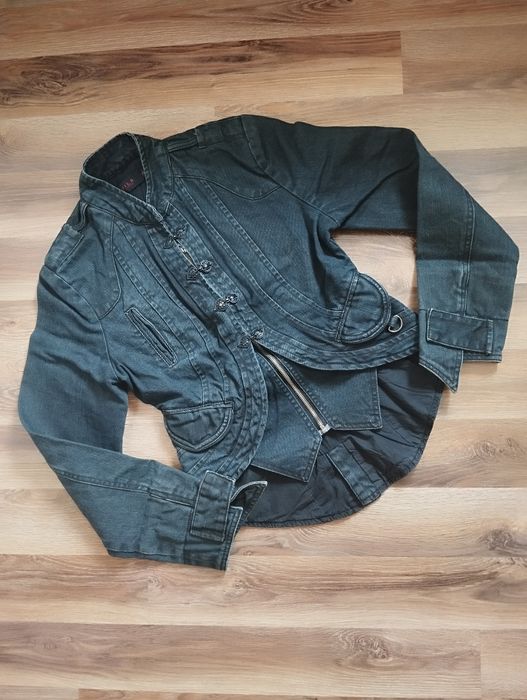 Gotycka marynarka M alternative edgy alt girl goth czarna jeansowa kurtka  denim militarna