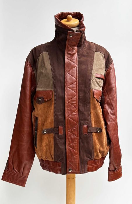 Kurtka Skórzana Zamszowa Vintage 56 Chic Leather Emidio Tucci Brązowa