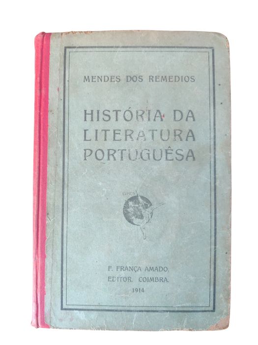 Livro antigo intitulado "História da Literatura Portuguesa".