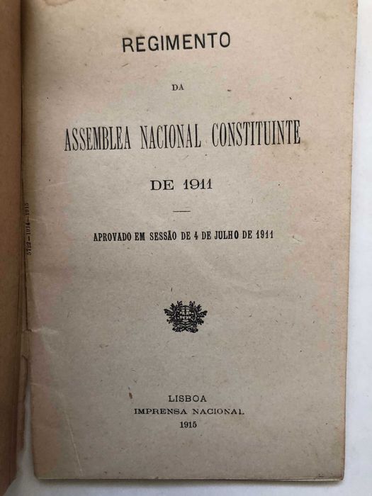 Regimento da Assembleia Nacional Constituinte de 1911 - Edição 1915
