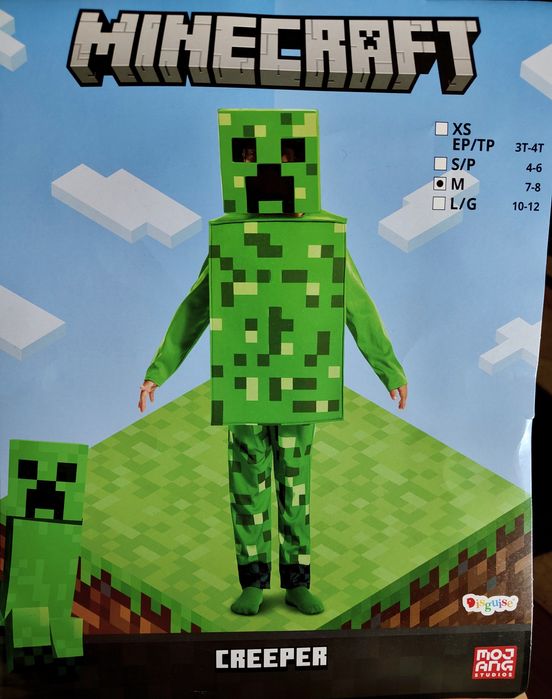 Strój przebranie CREEPER MINECRAFT i łuk 7-8 lat