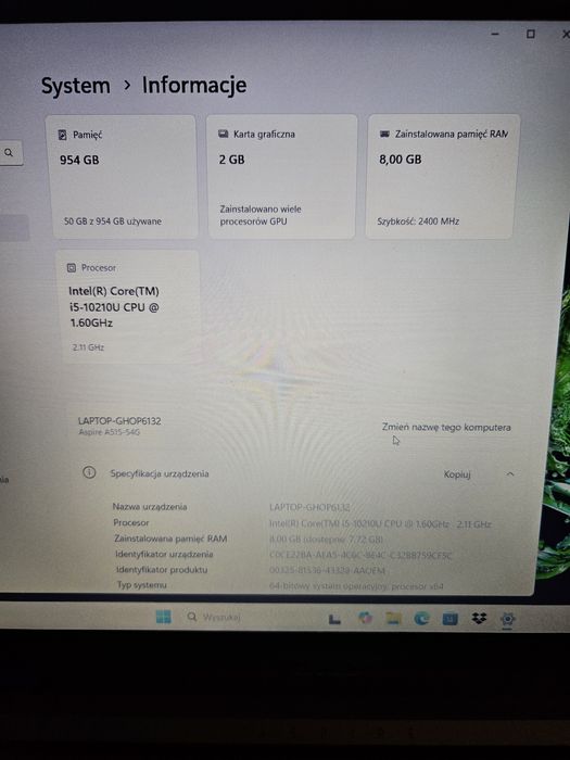 Ultrabook Acer Aspire A515-54G