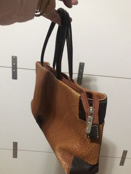 Carteira Franzi original cor camel e castanho em pele