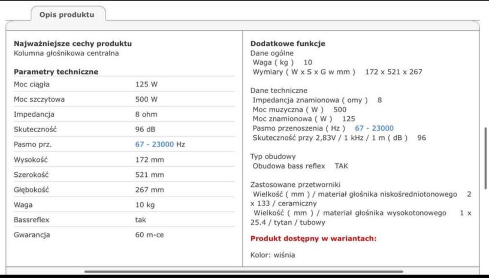 Kino domowe. Subwoofer Klipsch RW-10D, Centr Klipsch RC-52.
