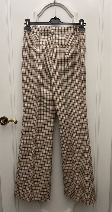 MAX MARA piękne spodnie w kratkę na kant z paskiem w talii