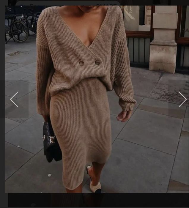 Вʼязаний костюм кардиган і спідниця