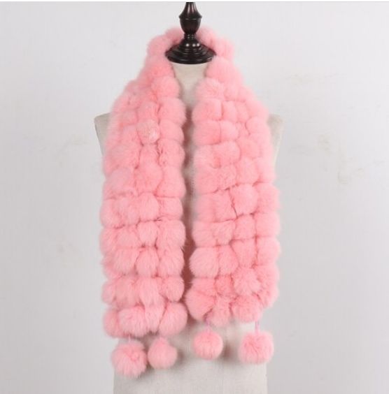 Натуральный розовый шарф натуральный мех