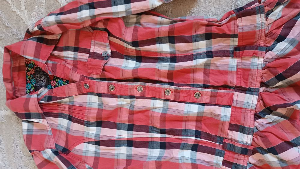 Sukienka koszulowa krata dla małej damy rozm. 140