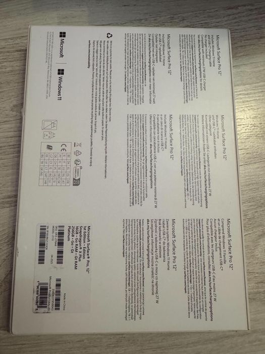 Microsoft surface pro 12 x plus 16gb 256 Platinum
