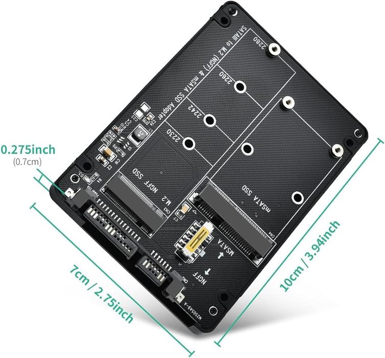 Adapter M.2 NGFF / mSATA na SATA III 2,5" - nowy - Win, Linux, MacOS-X