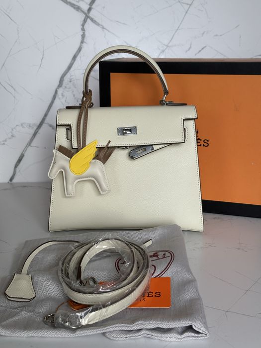 Сумка Hermes Kelly 25 epsom white, Ермес Келлі чорна, Эрмес Келли