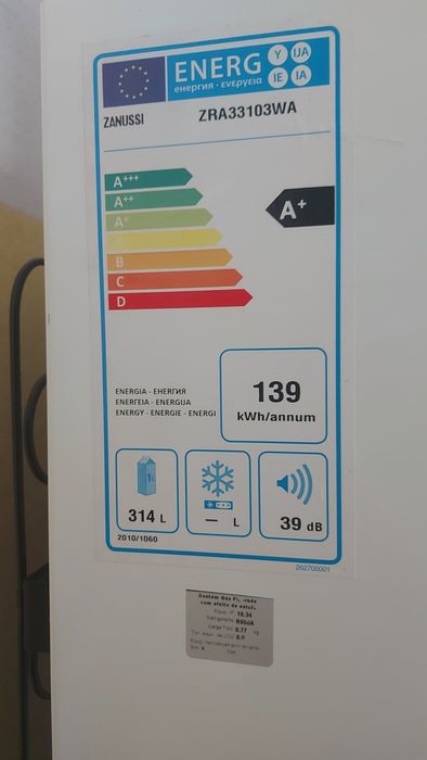 Frigorífico Zanussi 1 porta 314L