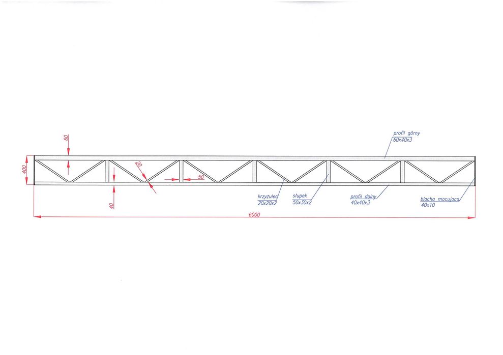 kratownica bindra podciąg konstrukcja stalowa