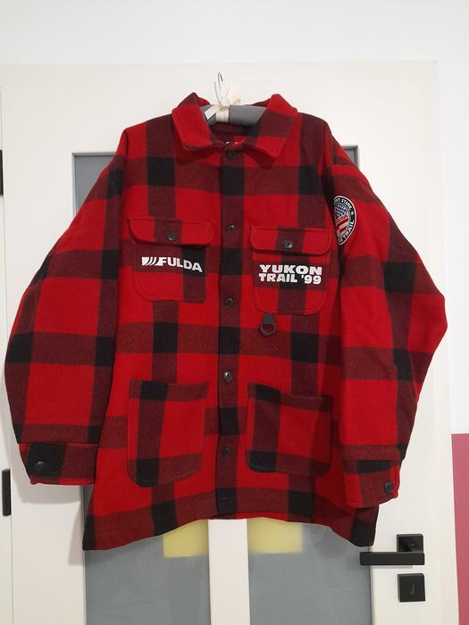 Koszula w kratę 100% wełna Fulda Yukon Trail '99 L Schwarz.Breit.Stark