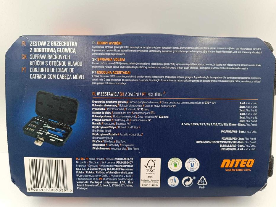 Zestaw Kluczy Nasadowych NITEO 39 elementów GRZECHOTKA 
od Loombard