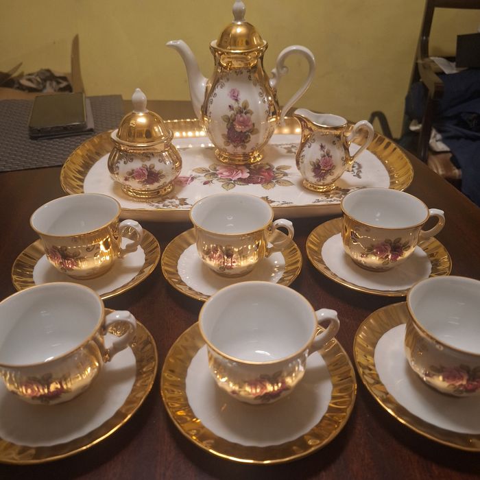 Serwis kawowy Bavaria 24 karat gold