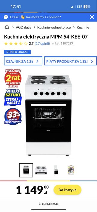 Kuchenka elektrczna firmy MPM