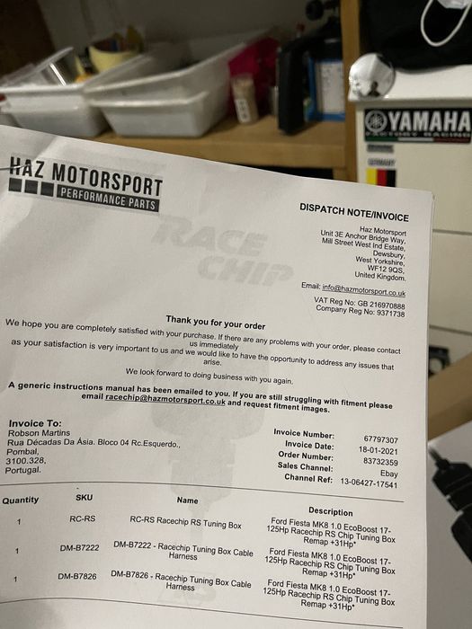 Chip race RS novo fiesta st 1.0 ecoboost 125cv