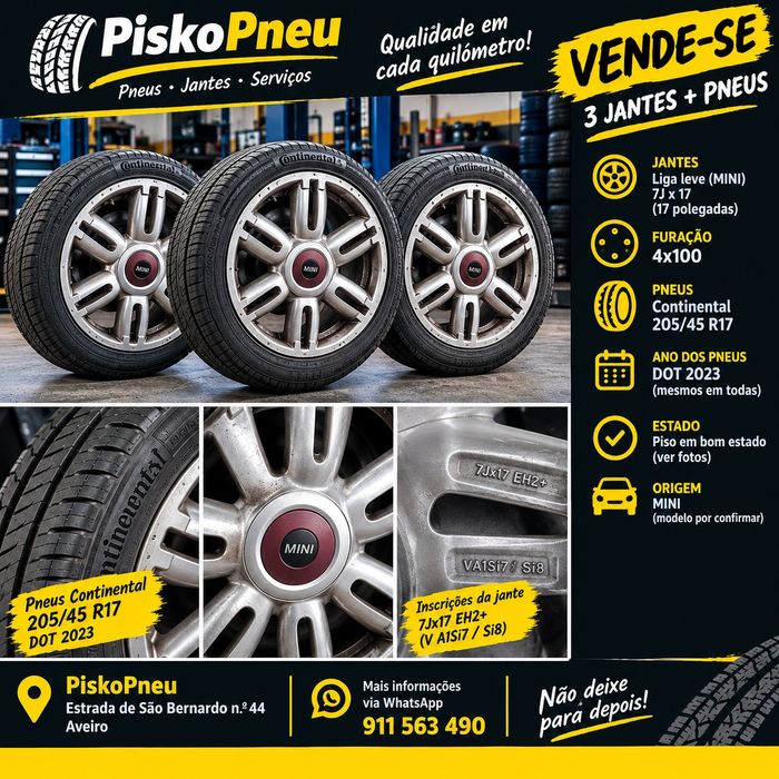 Jantes mini 17 pulgadas com pneus Continental