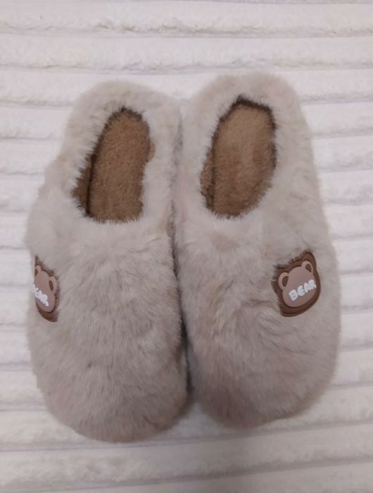 Капці жіночі плюшеві теплі бежеві 38 тапочки женские плюшевые теплые