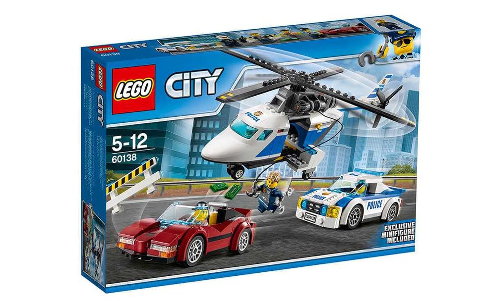 LEGO City Вертоліт — Поліцейська машина — Спорткар (60138) + Подарунок 4 фігурки!