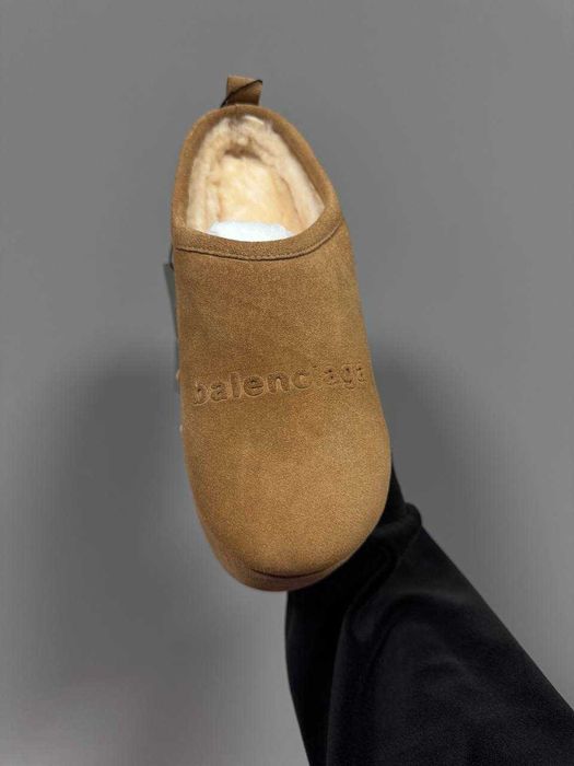 Угги Balenciaga Alaska Soft Platform Mules Chestnut Black / замшеві