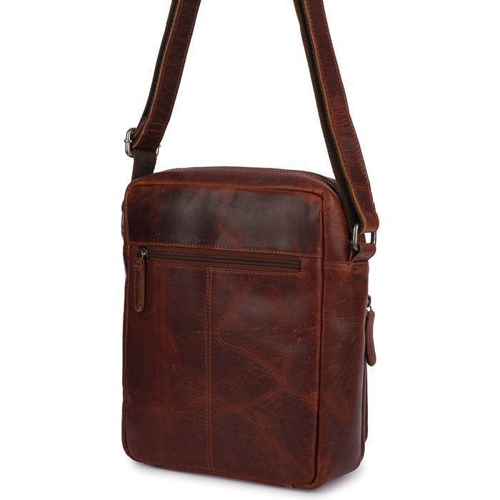 Torba skórzana koniakowa AMADEO VIII ekskluzywna listonoszka ze skóry