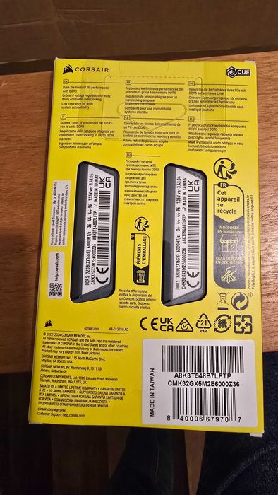 RAM DDR5 Corsair Vengeance 32GB 6000 MHZ CL36