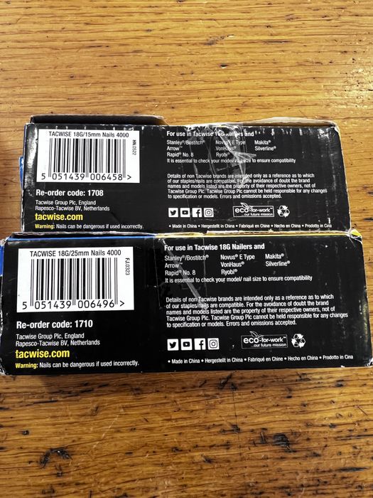 Pack 2 caixas pregos galvanizados Brad Tacwise - NOVO