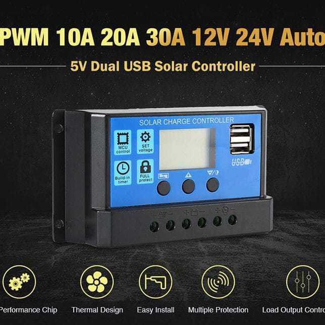 Controlador solar 12v 24v led USB
