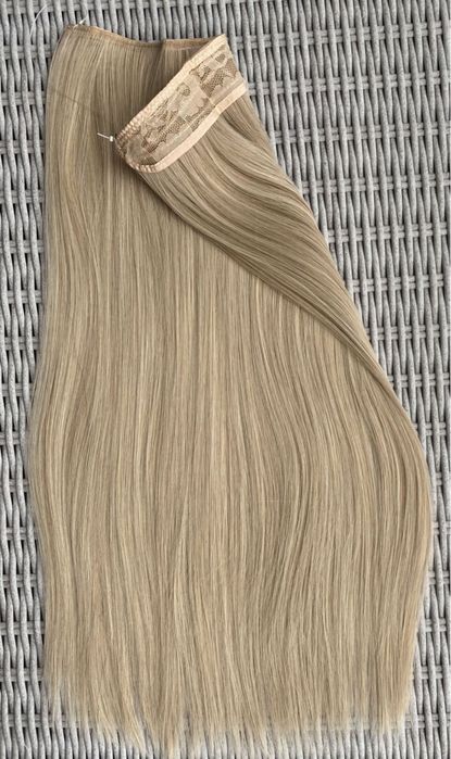 Premium Ultra włosy doczpeiane, popielaty blond,  włosy na żyłce 100.