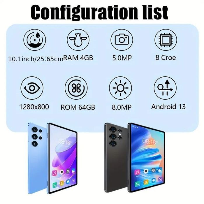 НОВИЙ! Планшет BDF H39 4/64 ГБ, 4G LTE, 10.1 дюйма, 6000 мАг