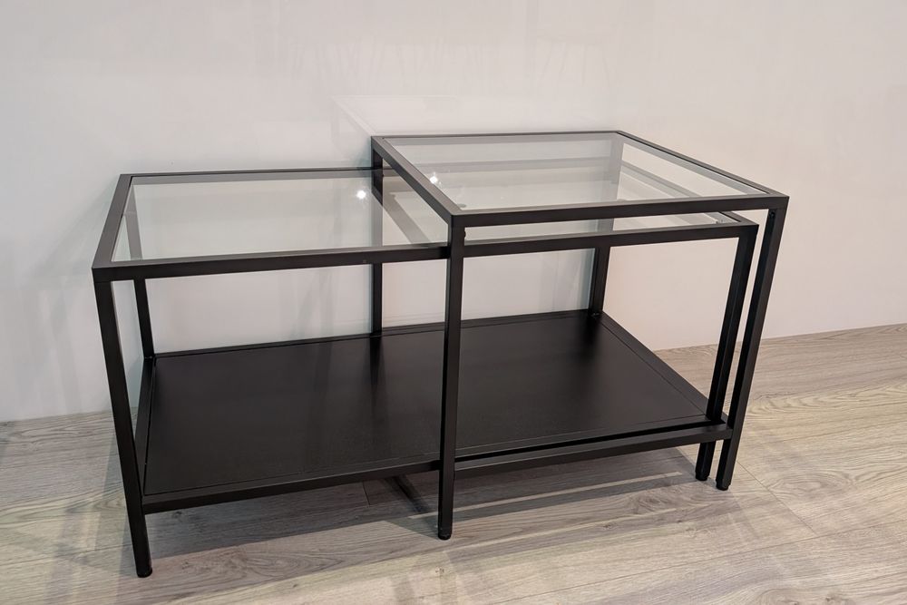 Stolik kawowy czarny VITTSJÖ Ikea 90x50 cm
Stoliki, 2 szt., czarnobrą