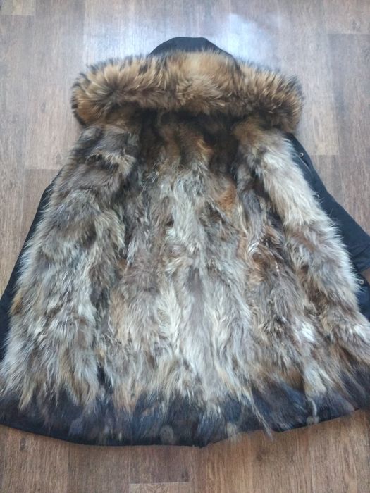 Парку з натуральним хутром єнота довга, xxl. xxxl
