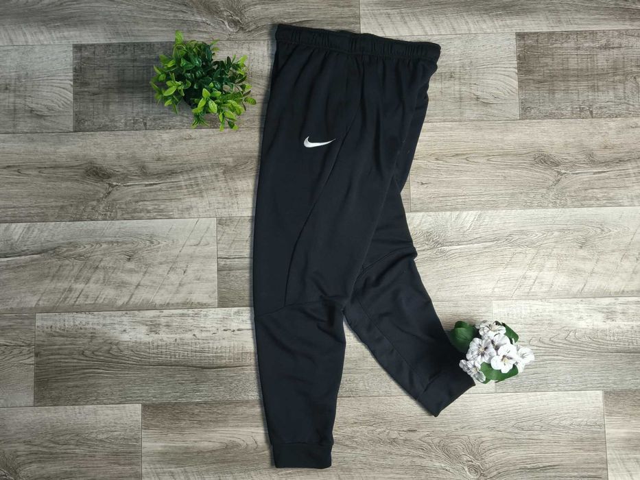 [М] NIKE DRY FIT широкі чоловічі бігові штани чорні бавовна