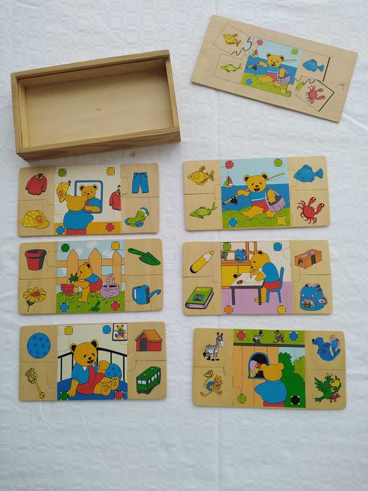 Caixa com Puzzles em Madeira