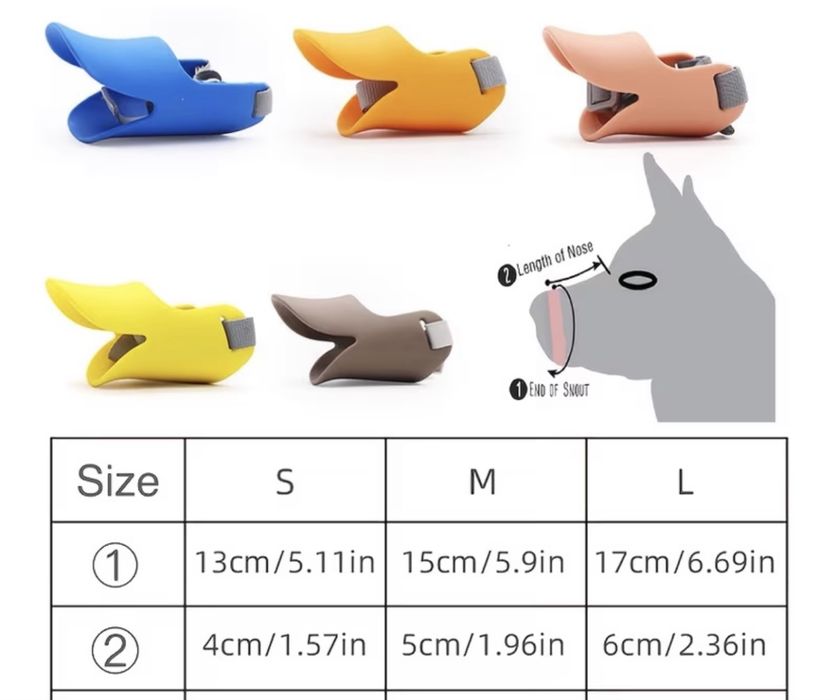 Силіконові намордники для собак розмір S і M