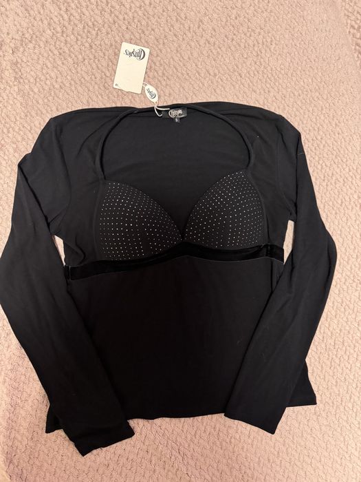 Блуза лонгслів топ зі стразами, Італія, розмір s