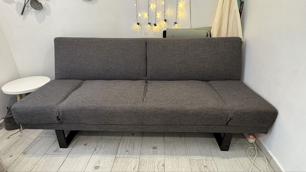 Sofá-cama reclinável cinzento | Conversível | Bom estado