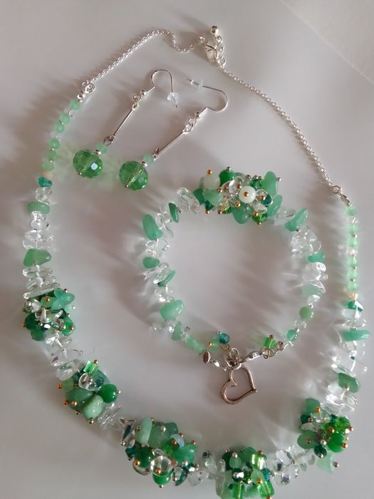 Okazały komplet ładne naturalne Koral Cytryna Kwarc